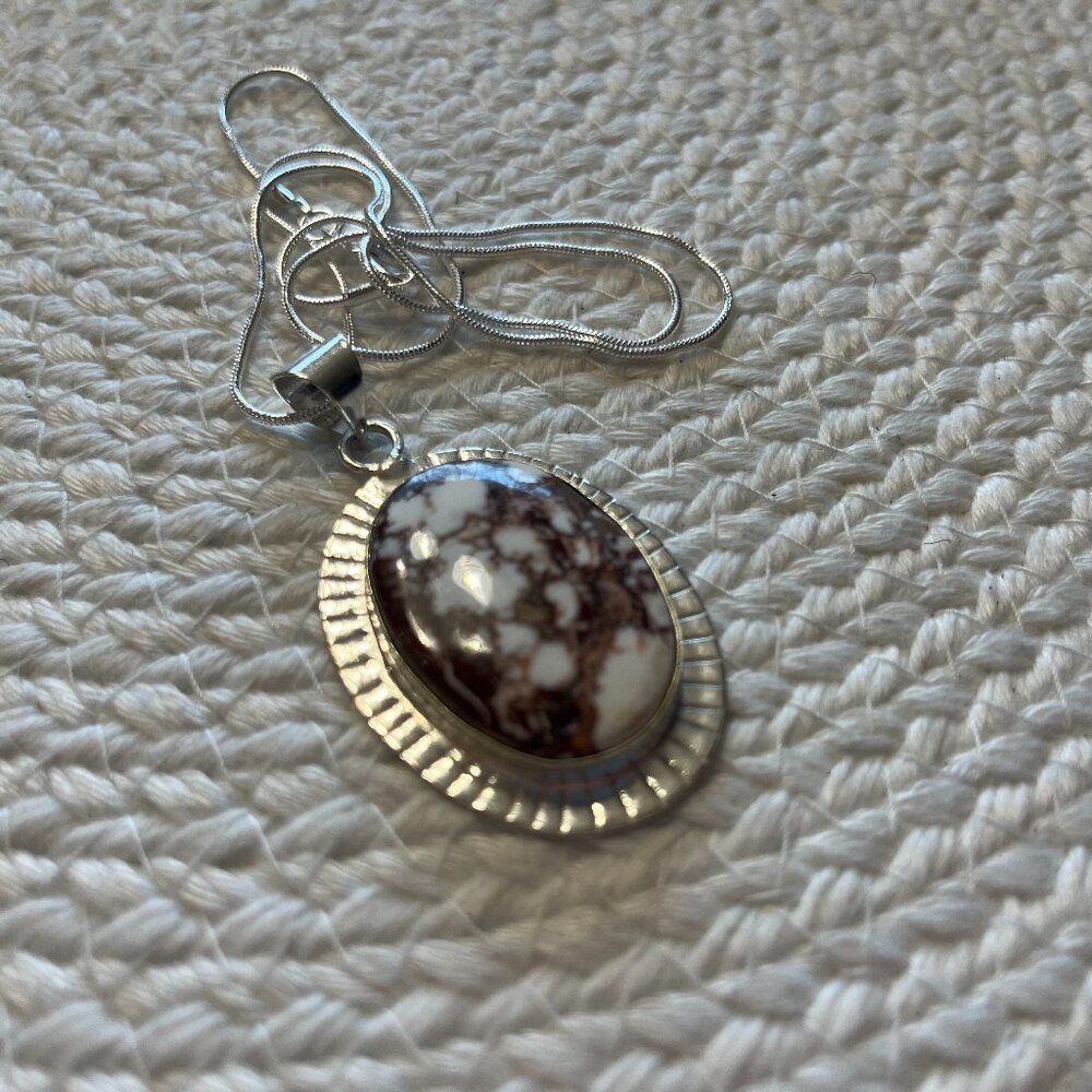 Gorgeous WILD HORSE JASPER Handmade Sterling 925 Pendant/Chain #950D